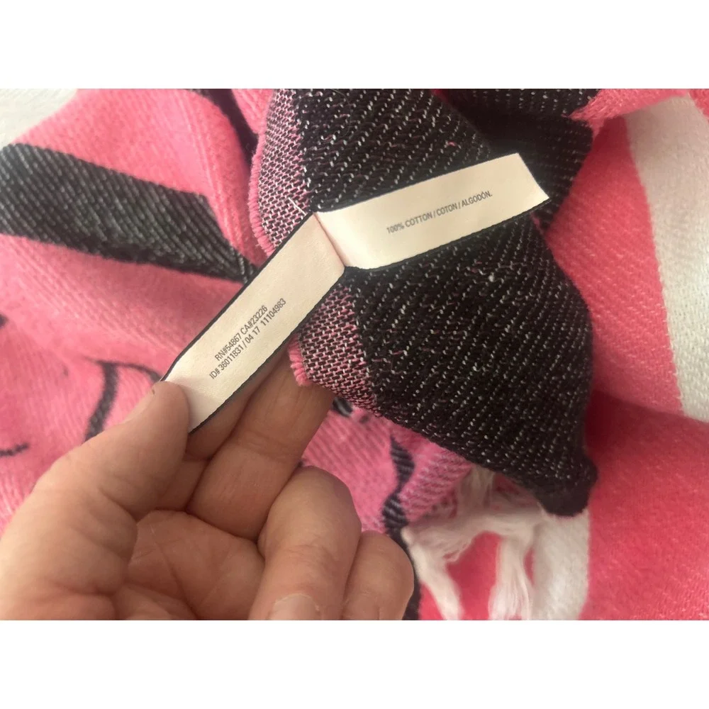 Victorias Secret Pink Striped Cotton Beach Fringe Wrap Blanket One Size